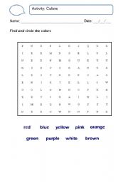 English Worksheet: Find the colors