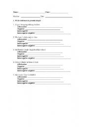 English worksheet: present simple