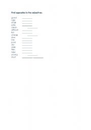 English worksheet: Adjectives - find the opposites - version 2