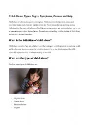 English Worksheet: Child abuse - reading for advanced readers