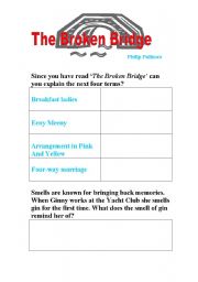 English Worksheet:  The Broken Bridge by Philip Pullman