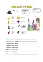English Worksheet: how much are they?