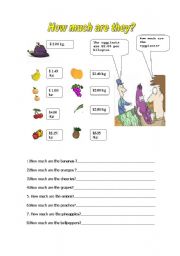 English worksheet: how much are they?