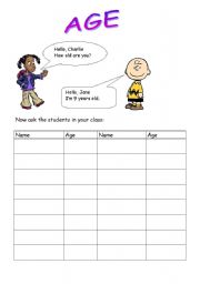 English worksheet: age