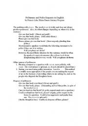 English Worksheet: Politeness and Polite Requests