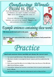Confusing Words (8)...passed vs. past...There are many grammatical errors that we, as teachers see every day. If you really want to improve your students English, this is the perfect set for you ;)