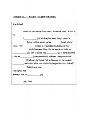 English worksheet: Complete with the right tense