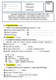 English Worksheet: The first quiz for your students 