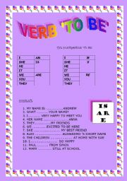 English Worksheet:  VERB TO BE