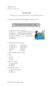 English worksheet: test  elementary greetings