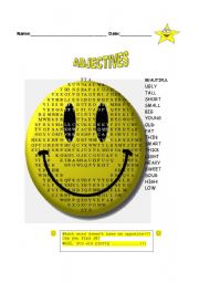 English Worksheet: SMILE! YOURE ON ADJECTIVE HUNT!