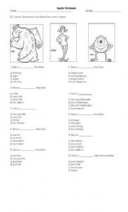 English Worksheet: comparatives and superlatives