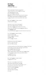 English worksheet: Im Yours - Jason Mraz - Answersheet