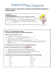 English worksheet: Describing people, middle school