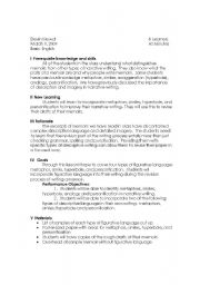 English Worksheet: Figurative Language Lesson Plan