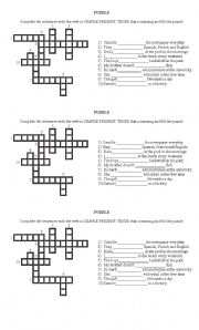 English Worksheet:  PRESENTSIMPLE PUZZLE