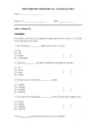 English worksheet: vocabulary mcq 1
