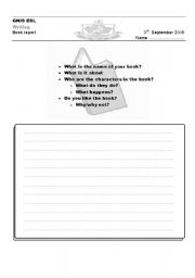 English worksheet: book report