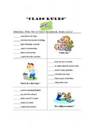 English Worksheet: Class Rules