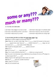 English Worksheet: some any much many