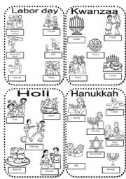 English Worksheet: Celebrations #4 LABOR DAY-KWANZAA-HOLI-HANUKKAH