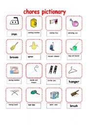 English Worksheet: chores pictionary