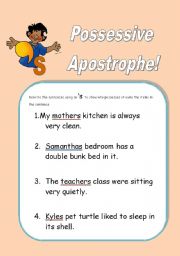 English Worksheet: Possessive Apostrophe!