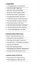 English Worksheet: reported speech