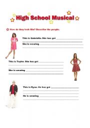 English Worksheet: Describing people - High School Musical