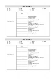English worksheet: Have you ever... - Present Perfect (experience)