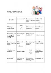 English Worksheet: Family Board Game