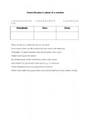 English Worksheet: Place Values Game