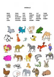 English Worksheet: Animals