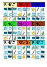 English Worksheet: Bingo - weather - 2pgs.