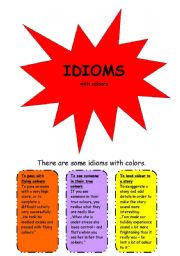 English Worksheet: Idioms with colors