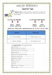 English worksheet: Question tags