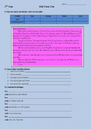 English worksheet: MId term test