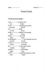 English worksheet: Present Simple