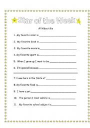 English worksheet: STAR
