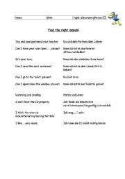English worksheet: classroom phrases (puzzle part 2)