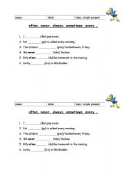 English worksheet: simple present - 