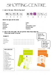 English Worksheet: Shopping centre - Version B