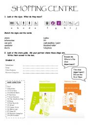 English Worksheet: Shopping centre - version A