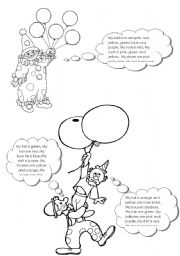 English Worksheet: Clowns and balloons