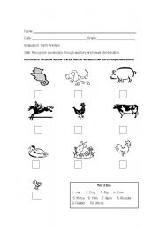 English worksheet: farm animals review