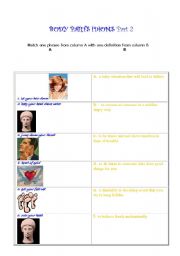 English worksheet: BODY PARTS IDIOMS 2