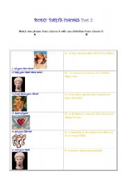 English Worksheet: BODY PARTS IDIOMS 2