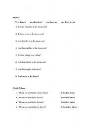 English worksheet: Is there, are there