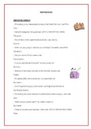 English worksheet: REPORTED SPEECH