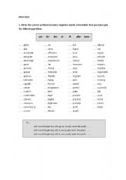 English Worksheet: prefixes